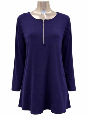 Orange Almost Naked Navy Zip Tunic Top L/XL